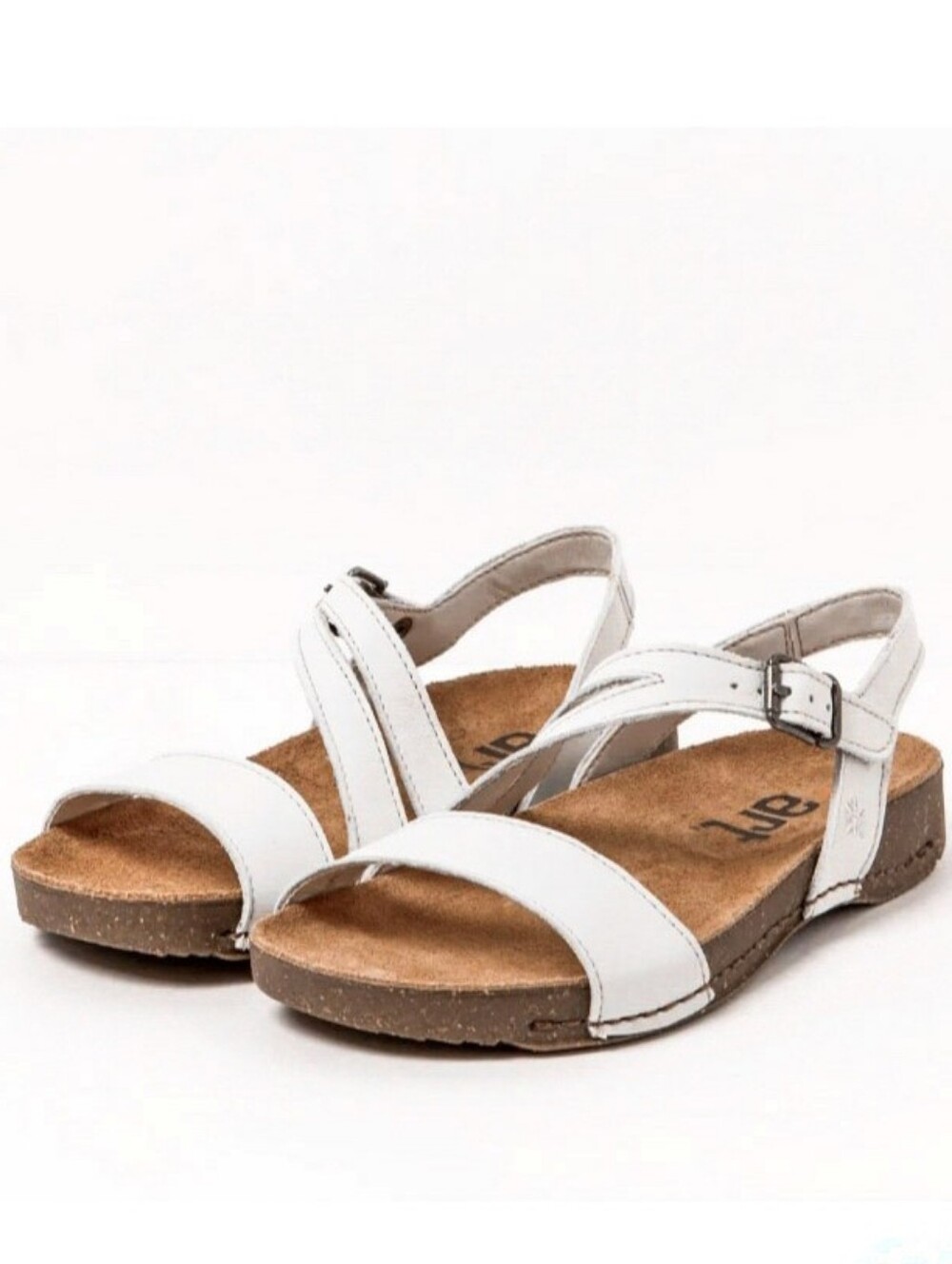New Breathe 1045 By Art White Leather Cork Slingback Comfort Walking Sandals 8